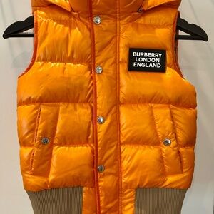 Burberry Orange Puffer Vest with Hood – Unisex